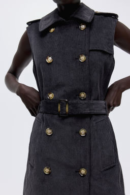 Sleeveless corduroy trench coat - H&m фото 7