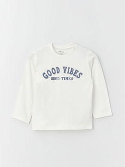 Bisiklet Yaka Bask?l? Uzun Kollu Erkek Bebek Ti??rt