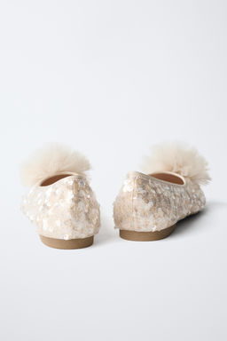 SEQUIN POMPOM BALLET FLATS - Zara фото 5