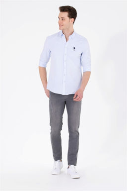 Мужская голубая базовая рубашка с длинным рукавом - U.s. polo assn фото 11