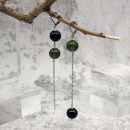 Серьги из муранского стекла LS3350/черный,темно-серый