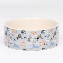 Миска керамическая Абстракция котов 300 мл - 11.511.55 см, голубая/белая - Пижон фото 3
