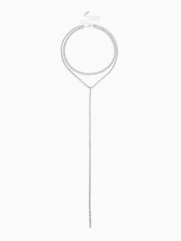 Набор 2 предмета: колье-чокер, серьги Блеск, белый в серебре
