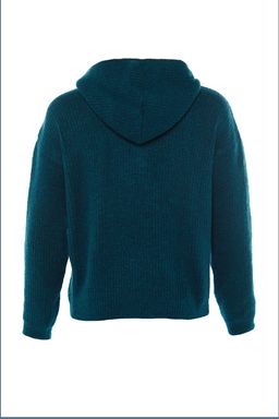 Yesil Yumusak Dokulu Kapusonlu Triko Kazak TWOAW21KZ0410 - Trendyolmilla фото 7