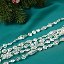 Цена за 2 шт. Бусы на ёлку Лёд, ромб, длина 2.7 м, d=9 мм, прозрачные перламутровые - Зимнее волшебство фото 2
