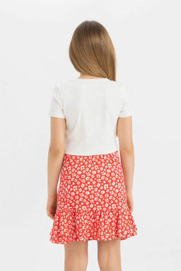 Облегающая футболка с круглым вырезом для девочек, базовая футболка в рубчик с короткими рукавами - Defacto фото 5