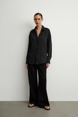 Рубашка с завязками из сатина в полоску