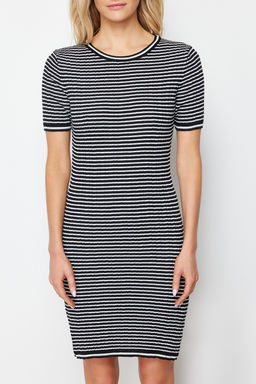 Siyah Mini Triko Cizgili Basic Elbise TWOSS24EL00246 - Trendyolmilla фото 5