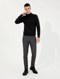 Antrasit Melanj Slim Fit Yar_m Bal_k__ Yaka Basic Triko Kazak - Pierre cardin фото 4