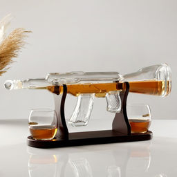 Мини-Бар Автомат, на подставке, на 2 персоны, штоф - 800 мл, стаканы 330 мл, 53?7?23 см, стекло, дерево