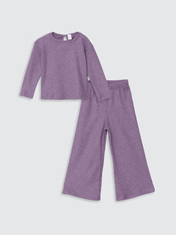 Bisiklet Yaka Basic K?z Bebek Ti??rt ve Pantolon 2li Tak?m