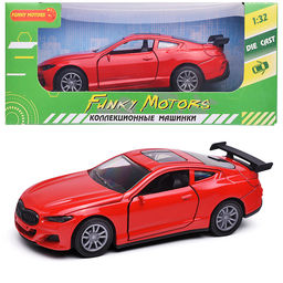 Красная инерционная машинка со спойлером die-cast,1:32, открывающиеся двери