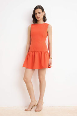 Nar Cicegi Kolsuz Etegi Volanl? Mini Esnek Dokuma Elbise TWOSS26EL00304 - Trendyolmilla фото 2