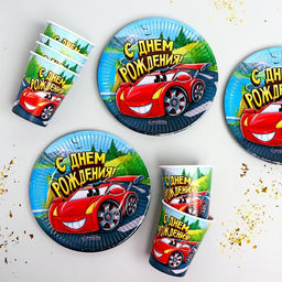 Набор бумажной посуды С днём рождения, гоночная тачка - Страна карнавалия фото 2