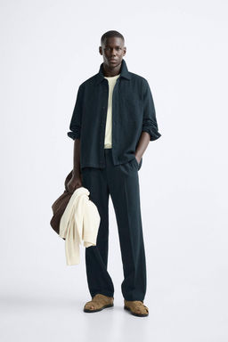 COTTON/LINEN SEERSUCKER OVERSHIRT - Zara фото 3