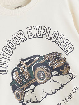 Araba Bask?l? Erkek ?ocuk Sweatshirt
