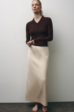 RIBBED KNIT POLO NECK JUMPER - Zara фото 12