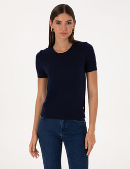 Lacivert Slim Fit Triko Ti__rt