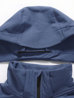 Ветровка мужская софтшелл виндстоппер с капюшоном спортивная синего цвета 9615_1S