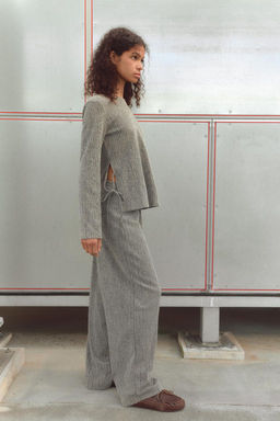 TEXTURED STRAIGHT-LEG TROUSERS - Zara фото 17
