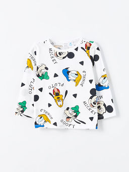 Bisiklet Yaka Uzun Kollu Donald Duck Bask?l? Erkek Bebek Pijama ?st