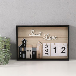 Настенный календарь-вечный Домики, дерево, 3020 см