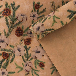Цена за 10 шт. Бумага упаковочная крафтовая Шишки , 70 100 см
