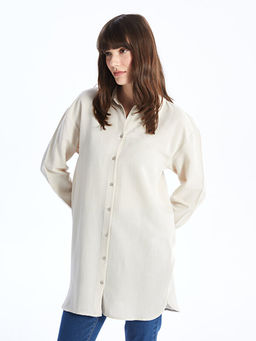 D?z Oversize Keten Kar???ml? Kad?n G?mlek Tunik