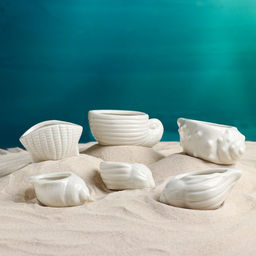 Набор фигурных кашпо для цветов Ракушки, керамика, 6 шт. - Take it easy фото 2