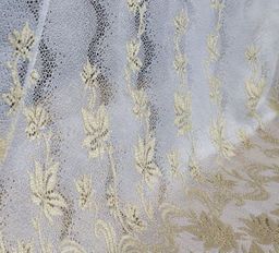 Арт. 342851/300, белоснежный фон, золотистая вышивка, класс ЛЮКС, ГОТОВЫЕ ШТОРЫ, ширина 500 см x высота 250 см (на шторной ленте)