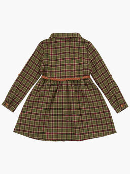 Платье на пуговицах в клетку UD 6846 хаки клетка - Mini maxi фото 8