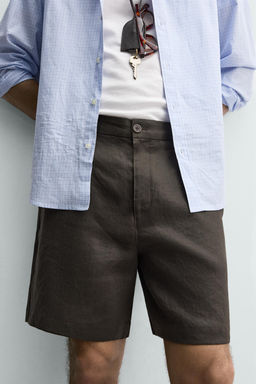 BERMUDA REGULAR FIT 100% LINO / Marr?n