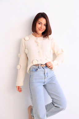 Martichelli Кардиган айвори с вязаными розами  фото 4