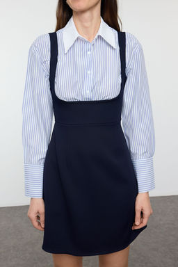 Trendyolmilla Lacivert Vucudu Saran Gomlek Detayl? Mini Dokuma Elbise TWOSS25EL00232  фото 4