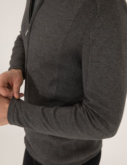Gri Melanj Slim Fit Fermuarl_ Triko H_rka
