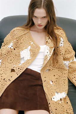 CROCHET KNIT DOUBLE-BREASTED COAT - Zara фото 3