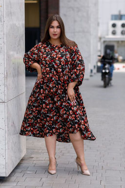 Платье Luxury Moda 1439 черно-оранжевый