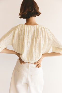 Blusa texturizada con bajo burbuja - H&m фото 4