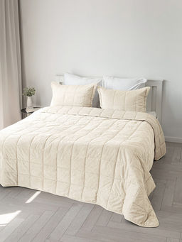 Покрывало вельвет 200x240 молочный вельвет