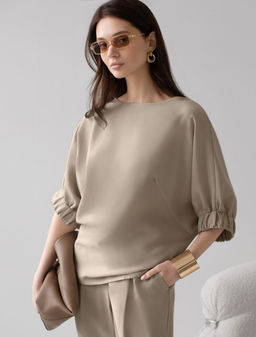 Свободная блузка с вырезом лодочка из плотного лиоцелла