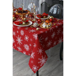 Скатерть новогодняя «Доляна» Белые снежинки 220×149± 3 см, 100% хлопок, 164 г/м²