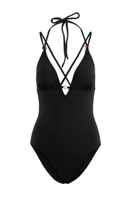 Siyah V Yaka Kapl? Boncuk Aksesuarl? Regular Mayo TBESS26MA00050