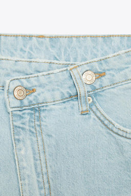 HIGH-WAIST CROSSOVER WAIST MOM FIT TRF DENIM BERMUDA SHORTS - Zara фото 9