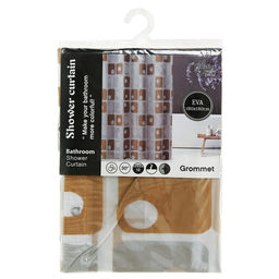 Штора для ванной EVA 180х180см "Сиеста" "Геометрия" 12 колец, в пакете (Китай)