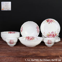 Столовый набор 19 предметов с глубокими розетками / 19/757840/XN (7065) /уп 2/C / серия Розовая композиция - ГалеонТрейд фото 3