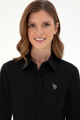 Женская черная базовая рубашка с длинным рукавом - U.s. polo assn фото 9