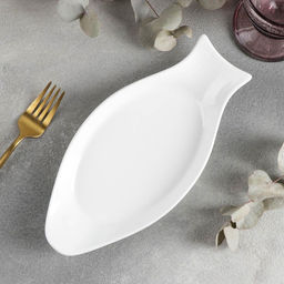 Блюдо для рыбы Wilmax, 25.5×12 см, фарфор, белое