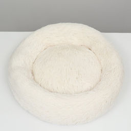 Лежанка для собак и кошек, длинный мех, 80 х 80 х 25 см, молочная - Пижон фото 10