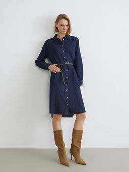 Kemerli Jean G?mlek Elbise