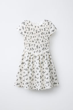 VESTIDO NIDO DE ABEJA FLORES / Negro / Crudo